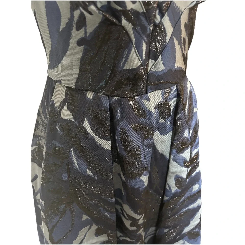 NWT Eva Franco Brocade Dress Navy Floral Multi Tone Size 4 Fit‎ & Flare $198